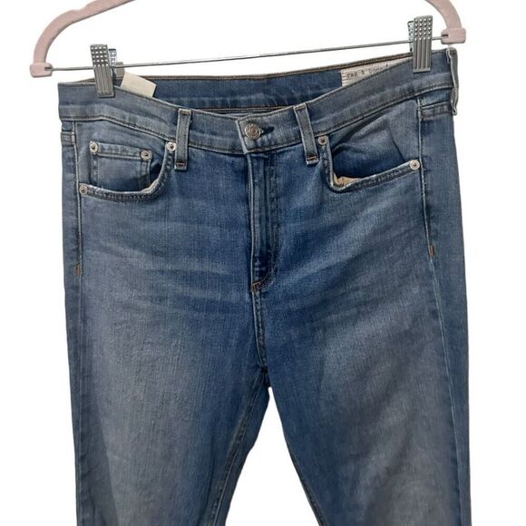 Rag & Bone Distressed High Waist Ankle Slim Fit Denim Boyfriend Jeans Blue Sz 29 - Picture 2 of 13